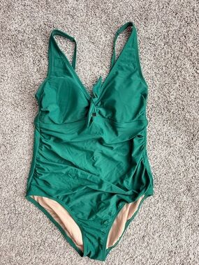 Kona Sol Green One-Piece Swimsuit with Front Tie